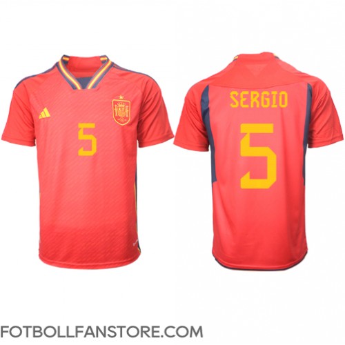 Spanien Sergio Busquets #5 Hemma matchtröja VM 2022 Kortärmad Billigt